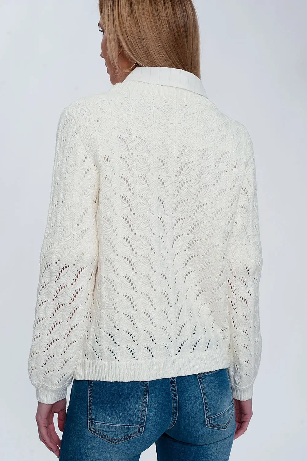 Crochet jumper in cream - Sweaters