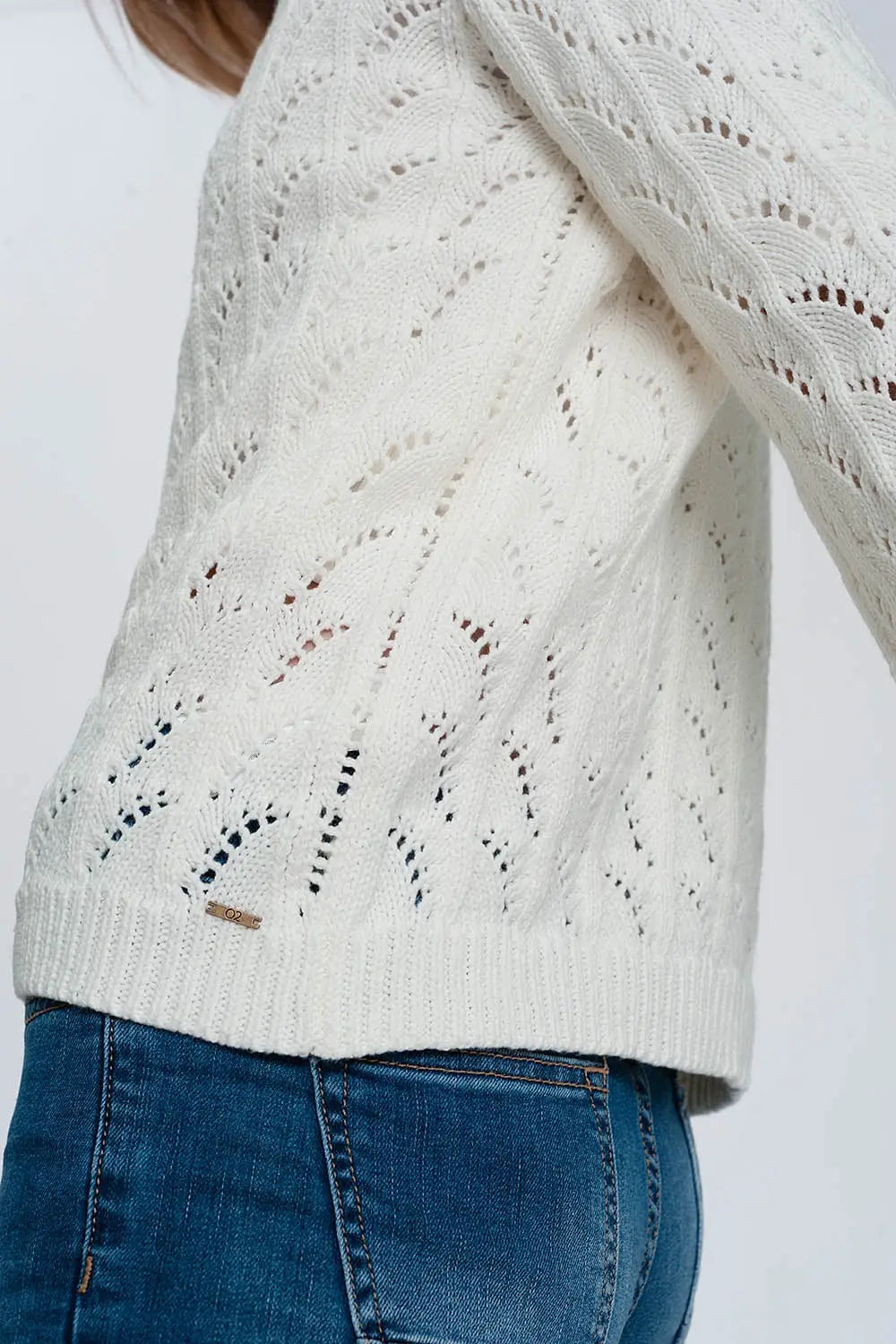 Crochet jumper in cream - Sweaters