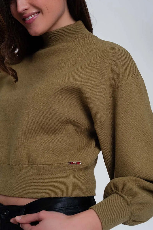 Neck crop jumper in green - Sweaters