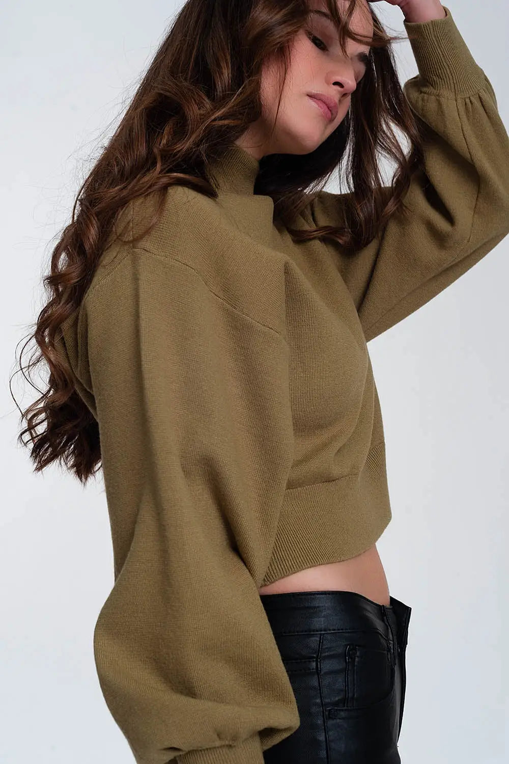 Neck crop jumper in green - Sweaters