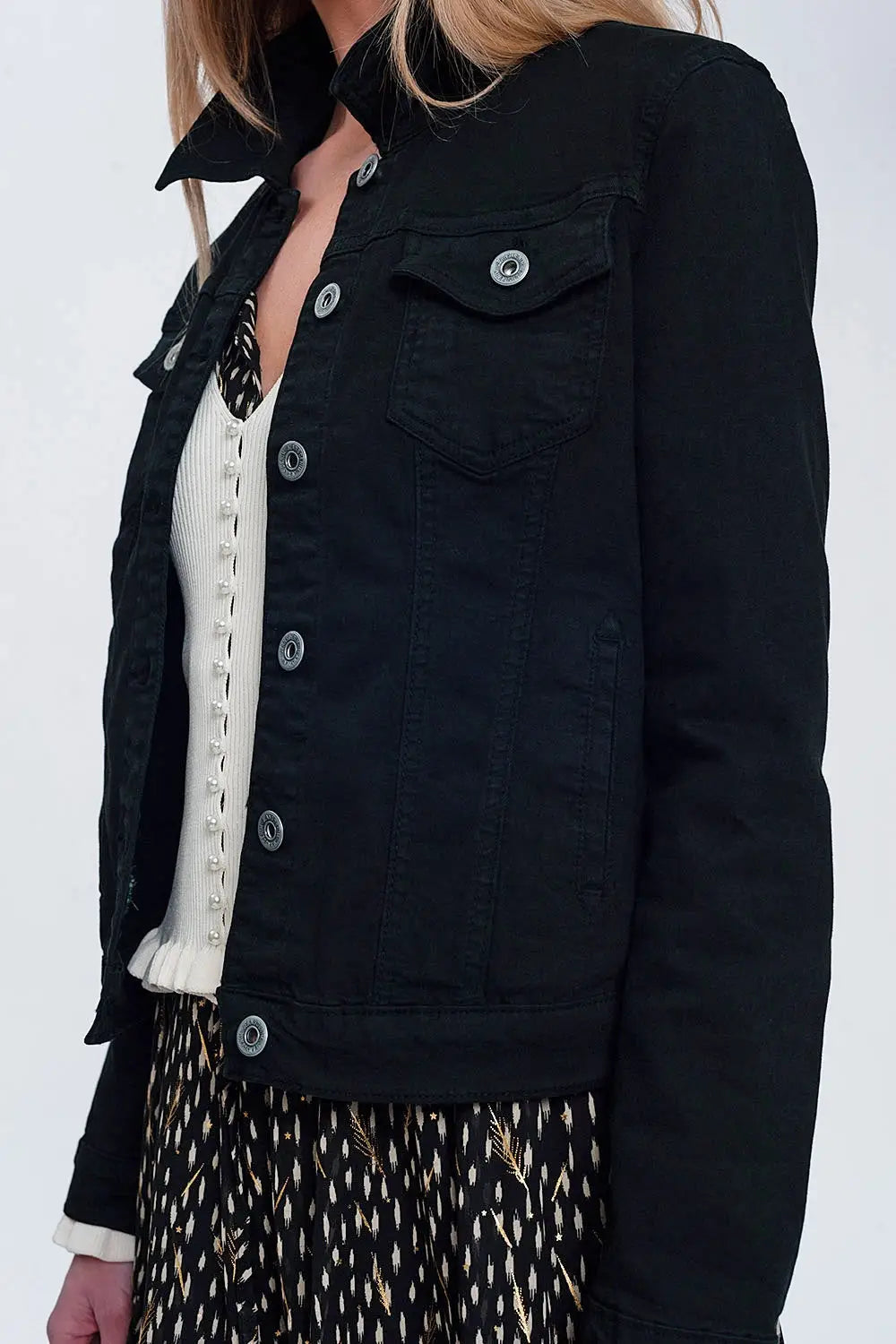 Slim denim trucker jacket in black - Jackets