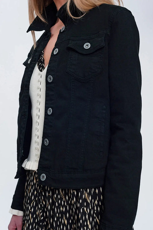 Slim denim trucker jacket in black - Jackets