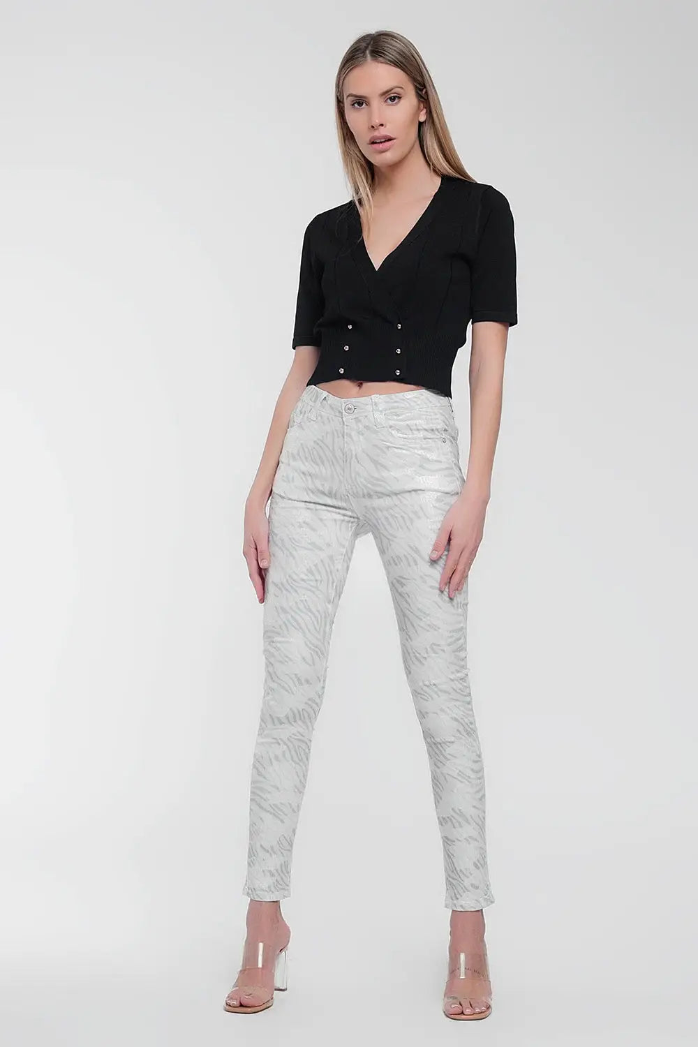 knit button through cardi top in black - Sweaters