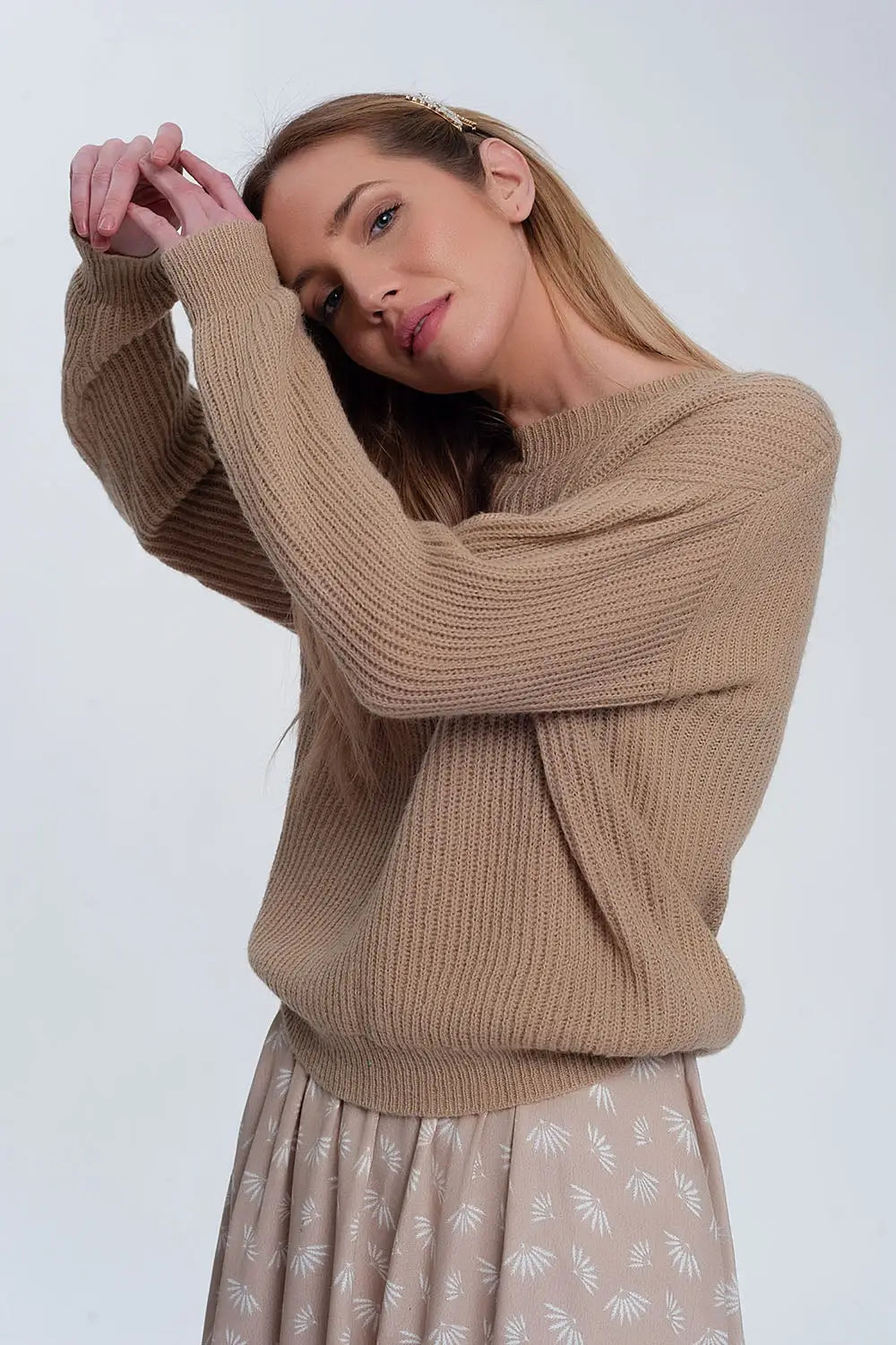 Ribbed jumper in light beige - Sweaters