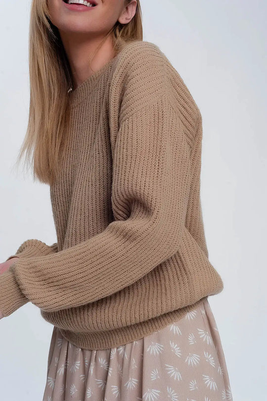 Ribbed jumper in light beige - Sweaters