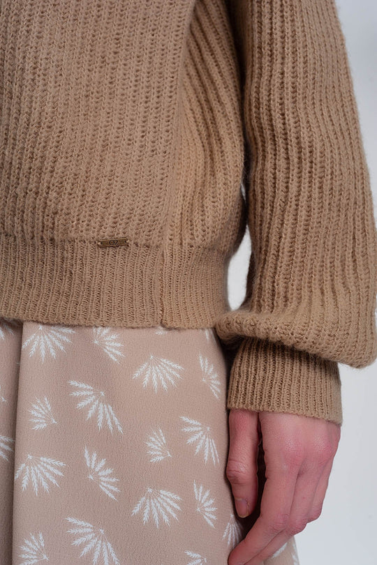 Ribbed jumper in light beige