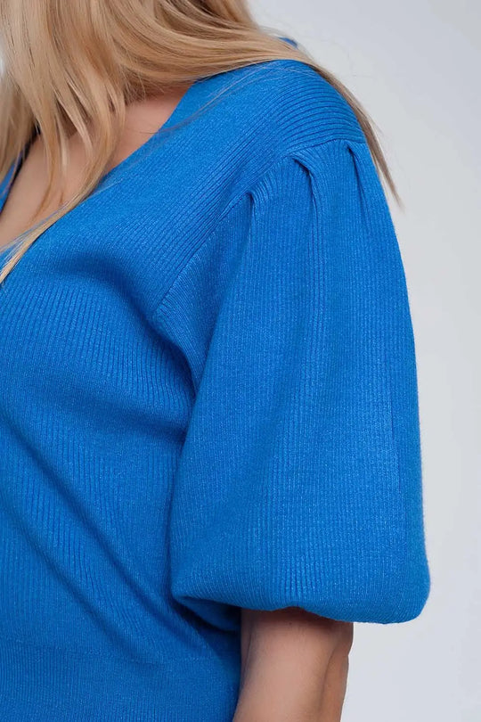 Volume sleeve cardigan in blue - Cardigans