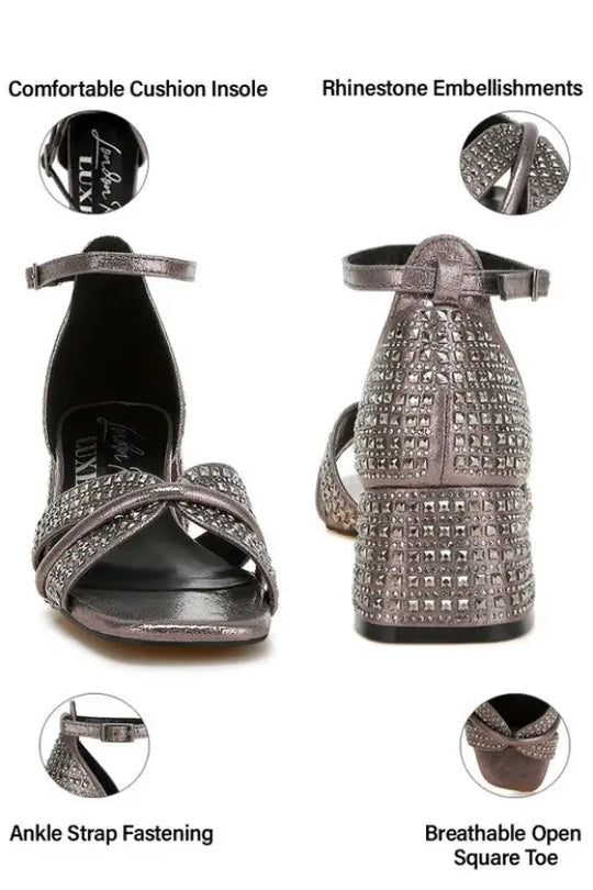 Babylon Low Block Heel Rhinestone Sandals *More Colors - Shoes