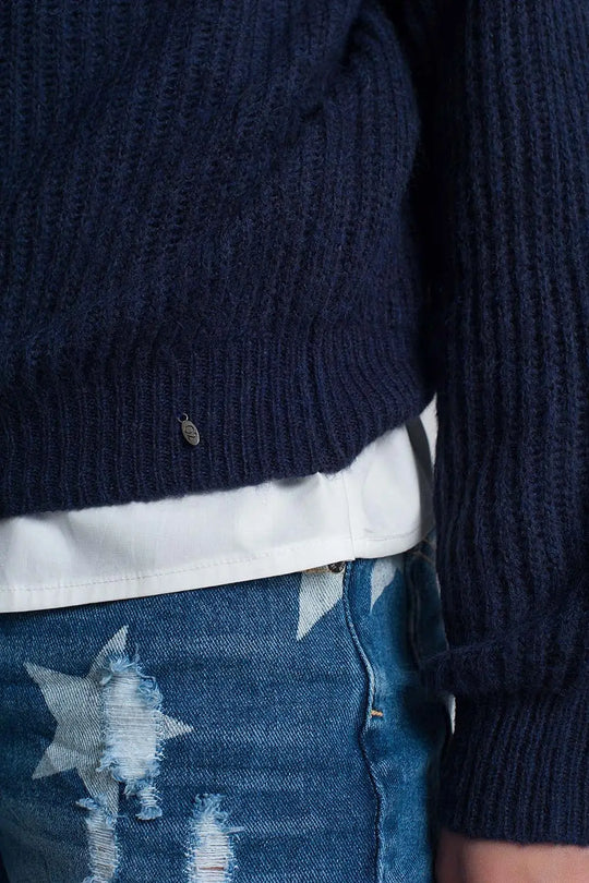 Ribbed jumper in Navy - Sweaters
