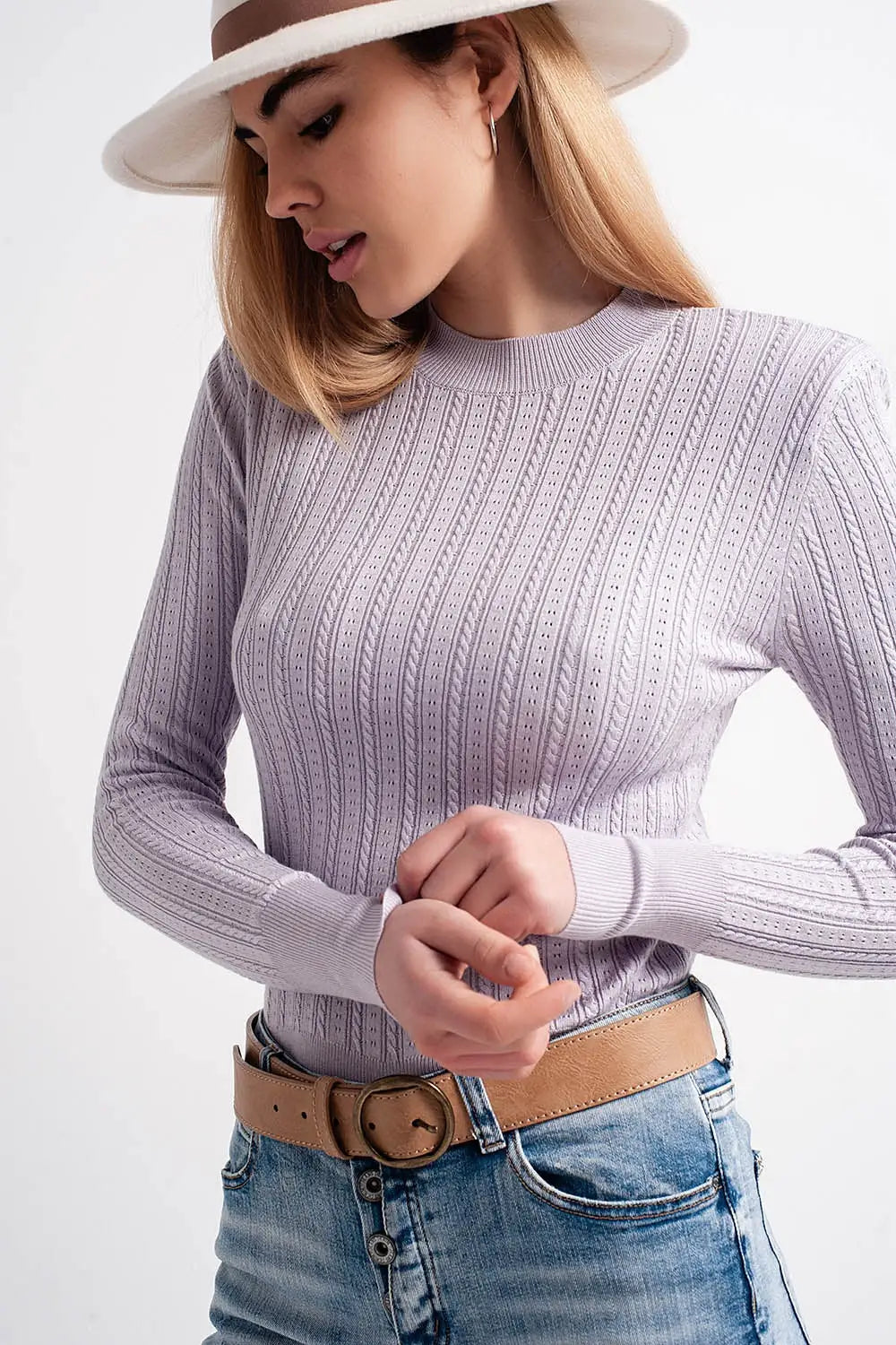 Jumper with shoulder pad in lilac - Sweaters