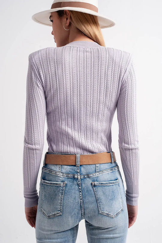 Jumper with shoulder pad in lilac - Sweaters
