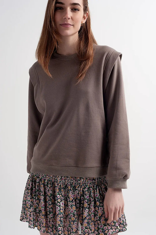 Boyfriend sweatshirt with shoulder details in gray - Sweaters