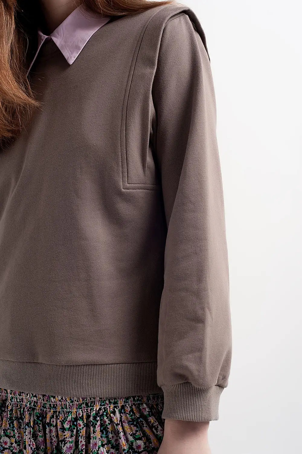 Boyfriend sweatshirt with shoulder details in gray - Sweaters
