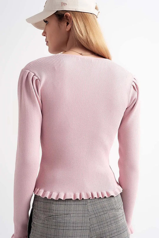 Jersey with pearl front in pink - Sweaters
