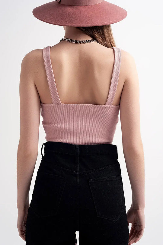 Rib crop top in pink blush - Tops