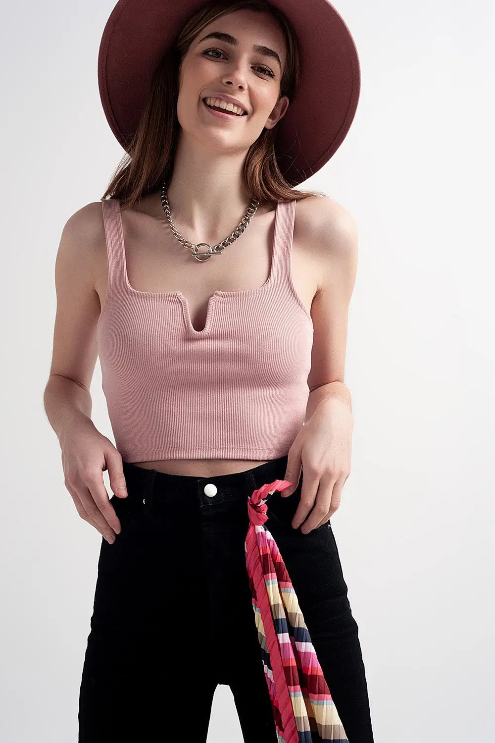 Rib crop top in pink blush - Tops