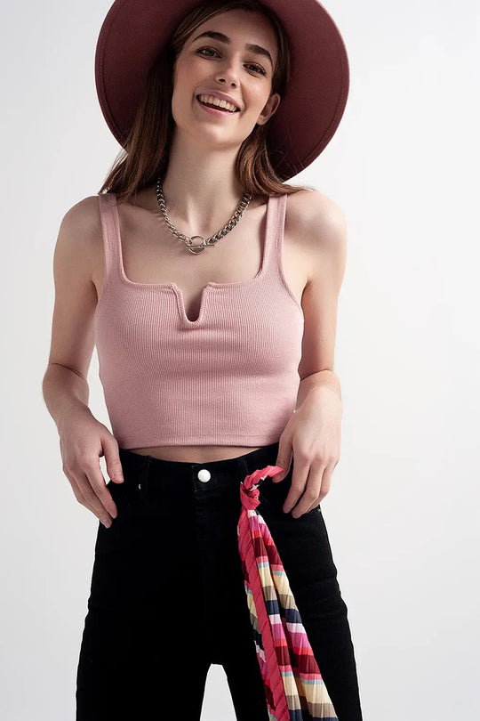 Rib crop top in pink blush - Tops