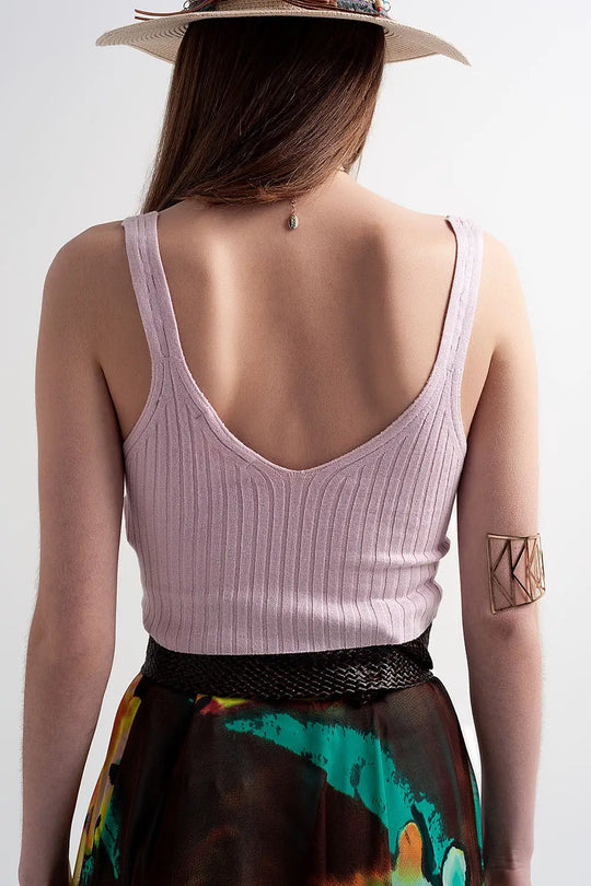 Knitted crop top co ord in pink - Tops