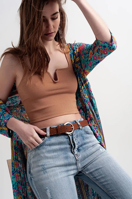 Rib crop top in beige - Tops