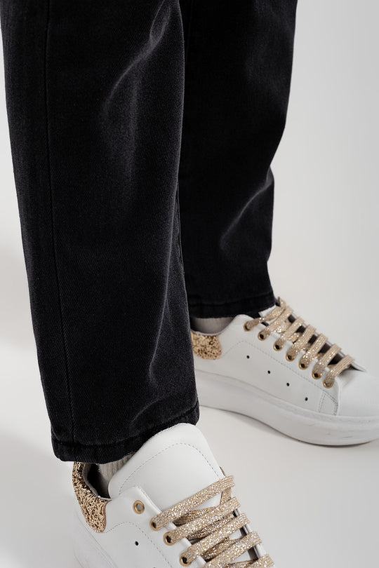 High rise straight leg jeans washed black
