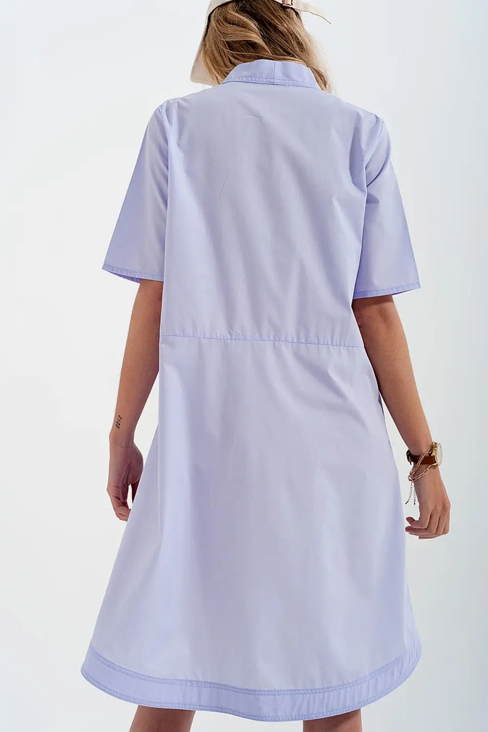 High-low dress with empire waistline in lilac - Dresses