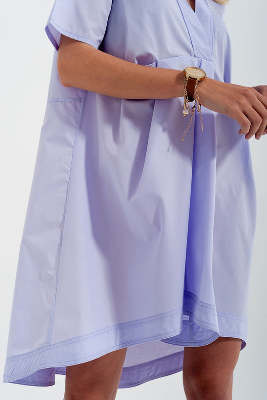 High-low dress with empire waistline in lilac