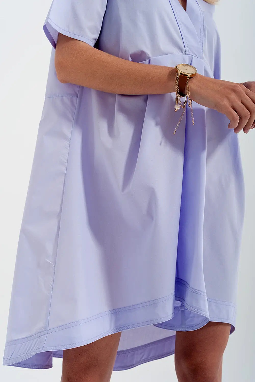 High-low dress with empire waistline in lilac - Dresses