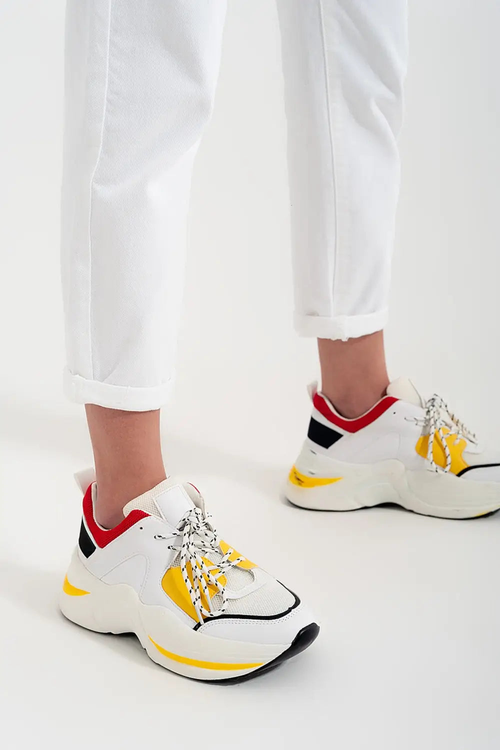 Elasticated paper bag waist mom jean in white - Colored Jeans