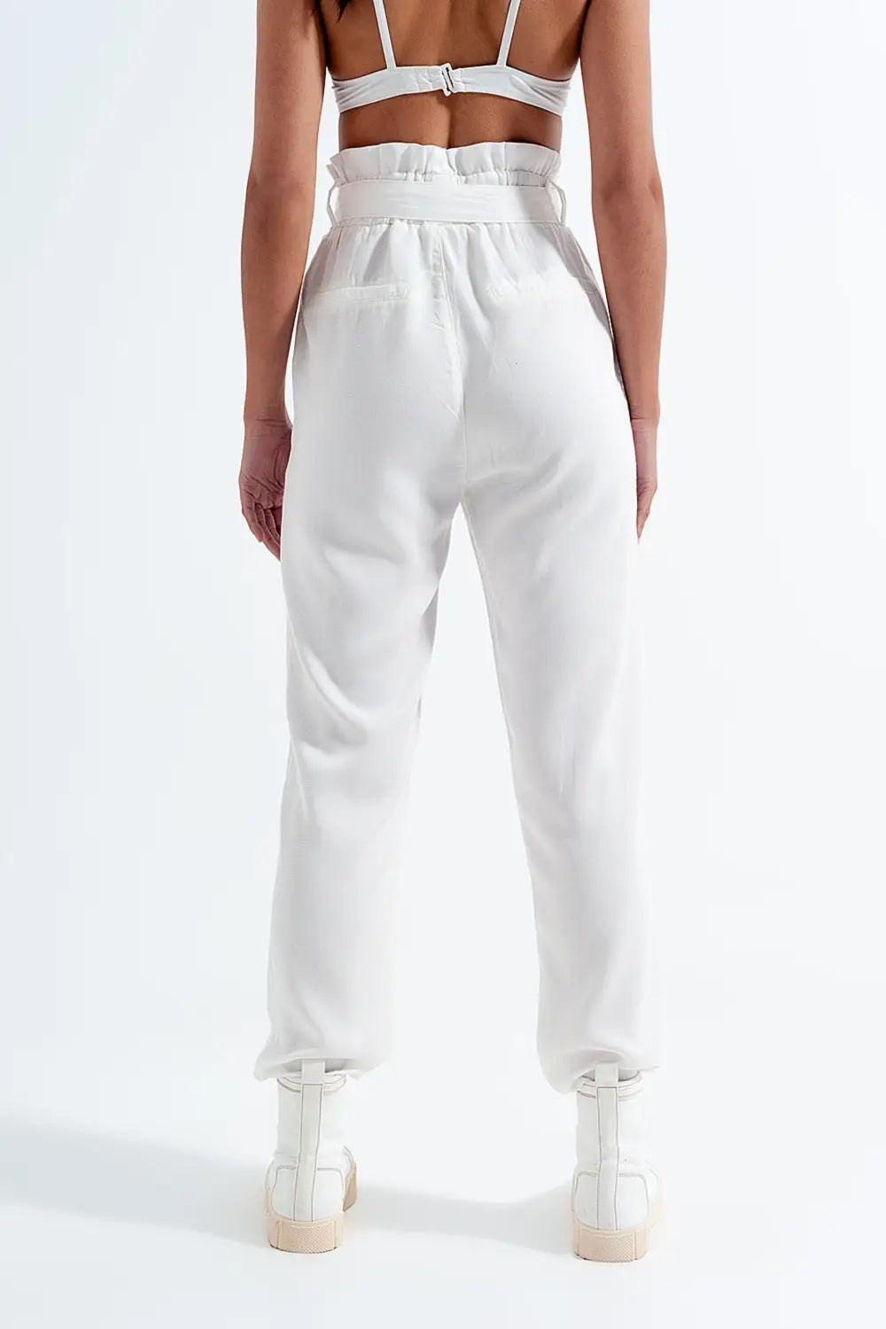 Lightweight Pants with tie waist in white - Pants