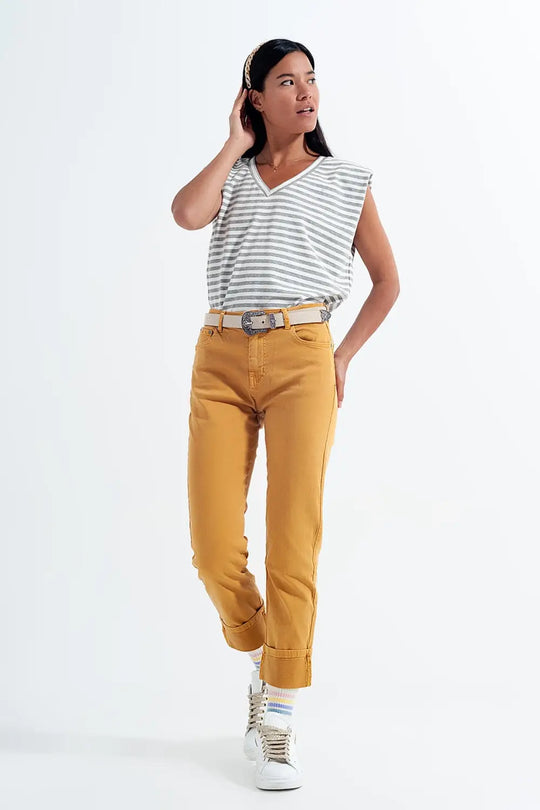 Sleeveless t shirt with shoulder pad in gray stripe - T-Shirts
