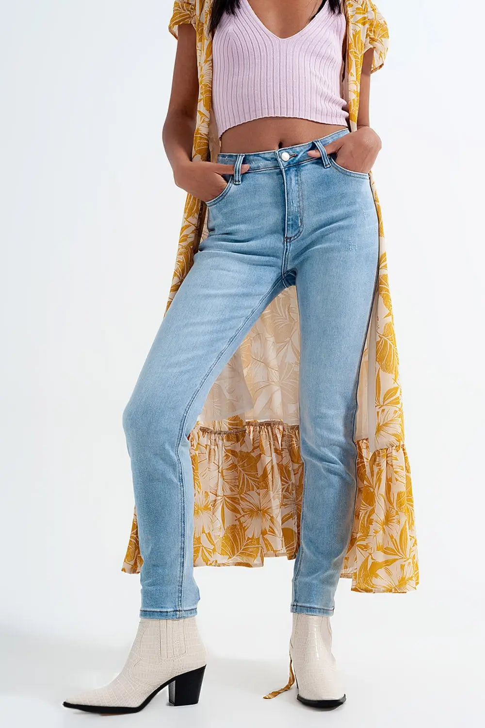 High rise vintage skinny jeans in light wash