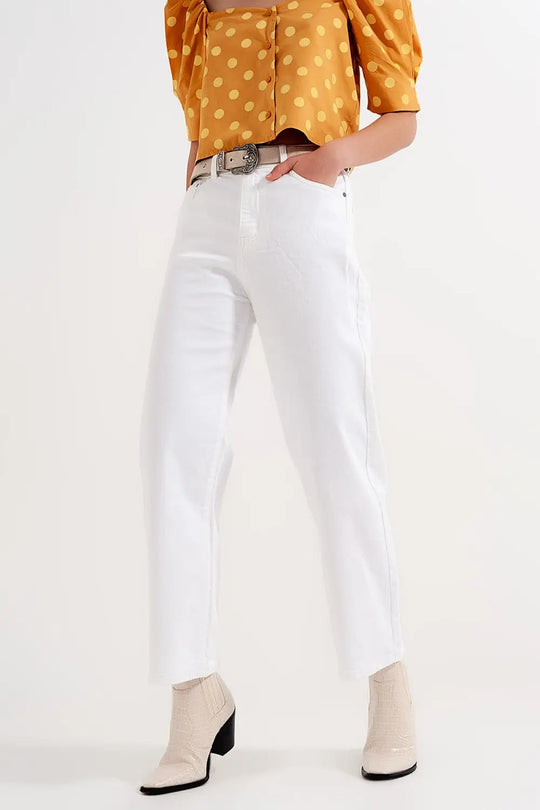 Straight leg ankle grazer jeans in white
