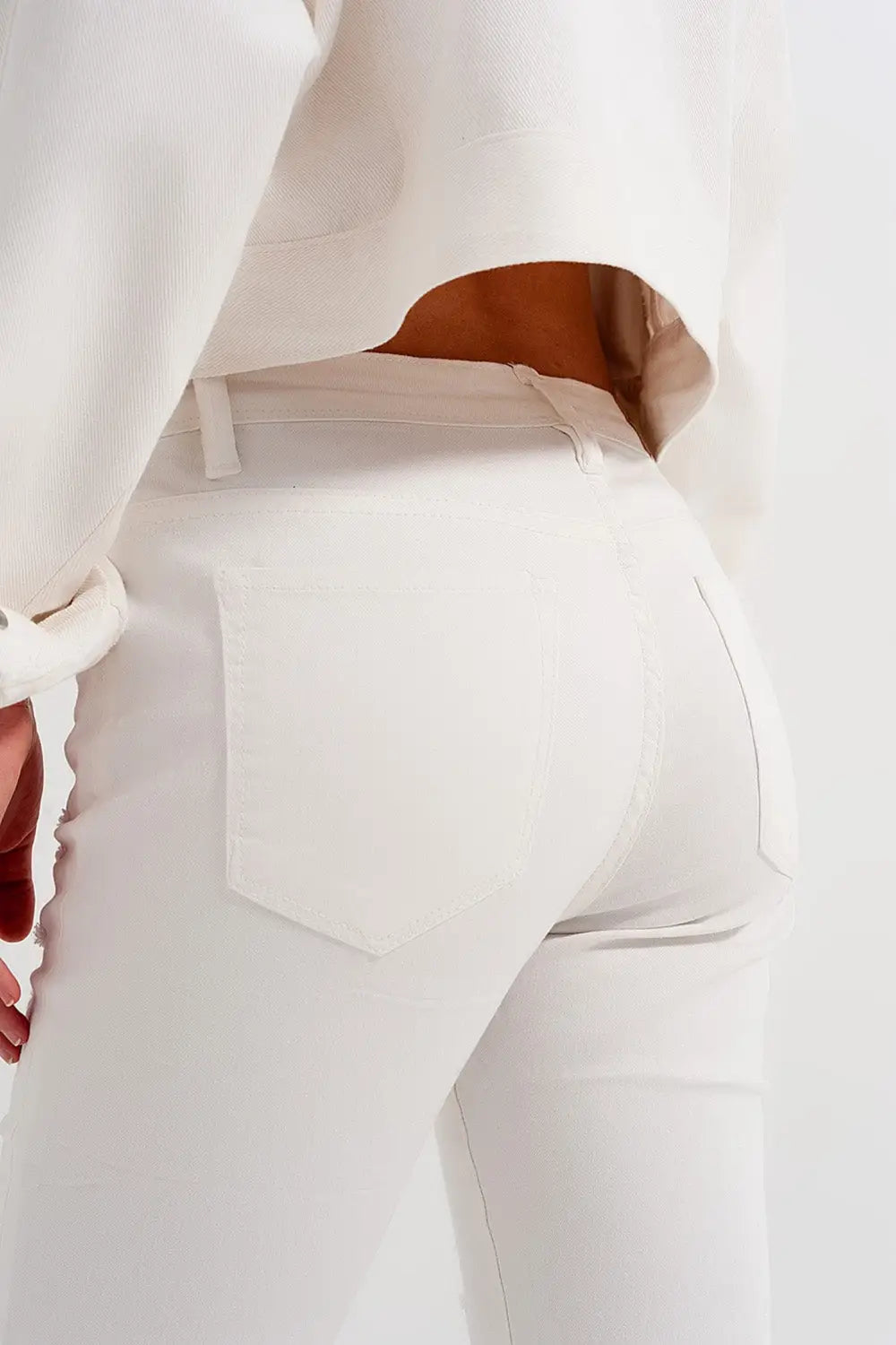 Slim jeans in white with distressing - Colored Jeans