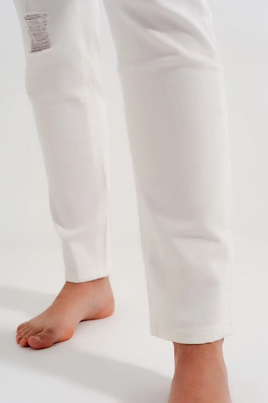 Slim jeans in white with distressing - Colored Jeans
