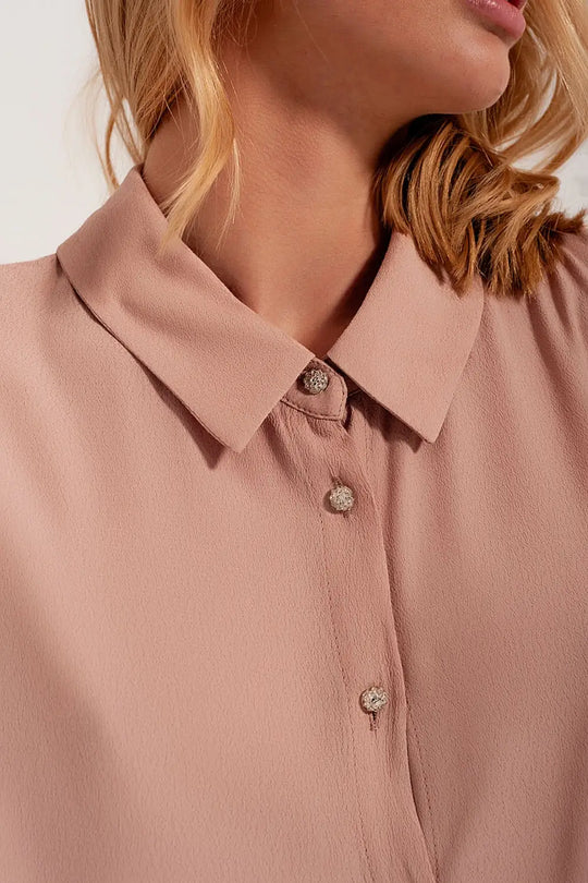 Tiered hem shirt dress in light pink - Dresses