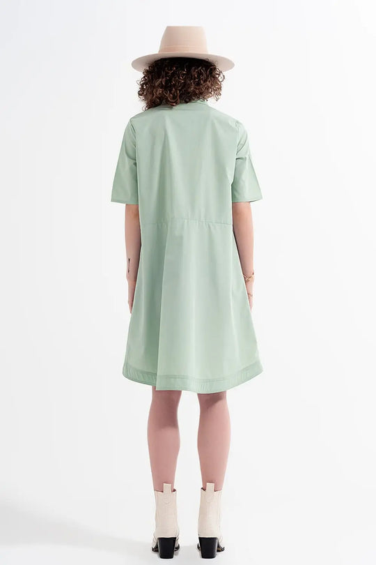 High low dress with empire waistline in green - Dresses