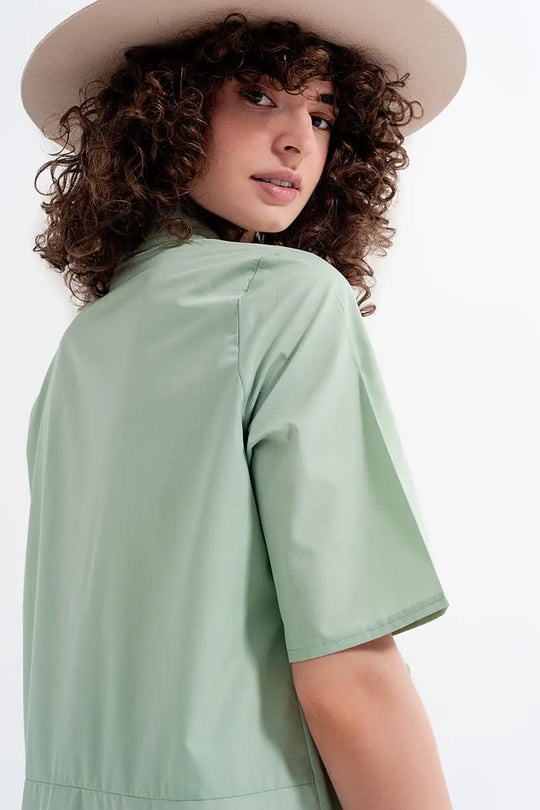 High low dress with empire waistline in green - Dresses