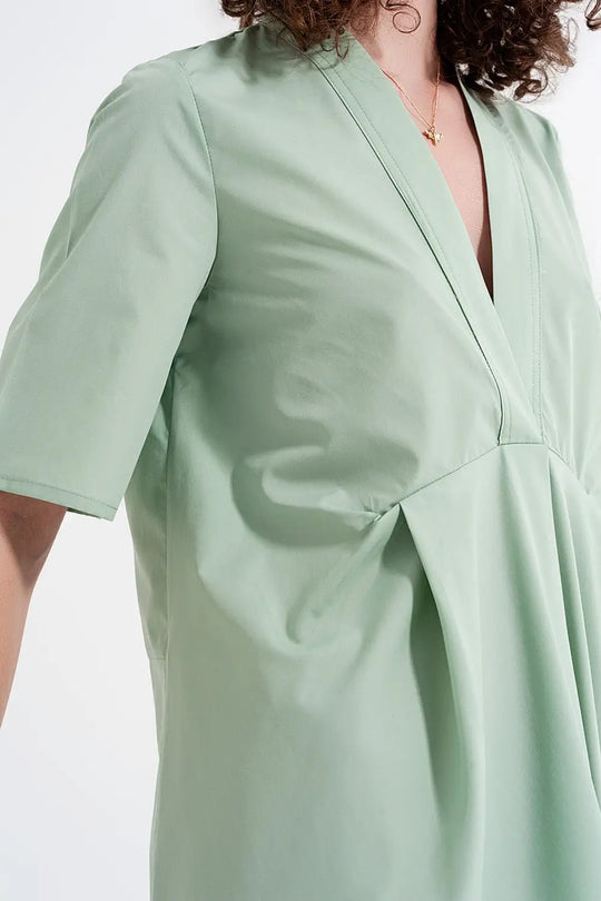 High low dress with empire waistline in green - Dresses