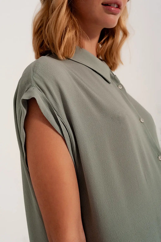 Tiered hem shirt dress in green - Dresses