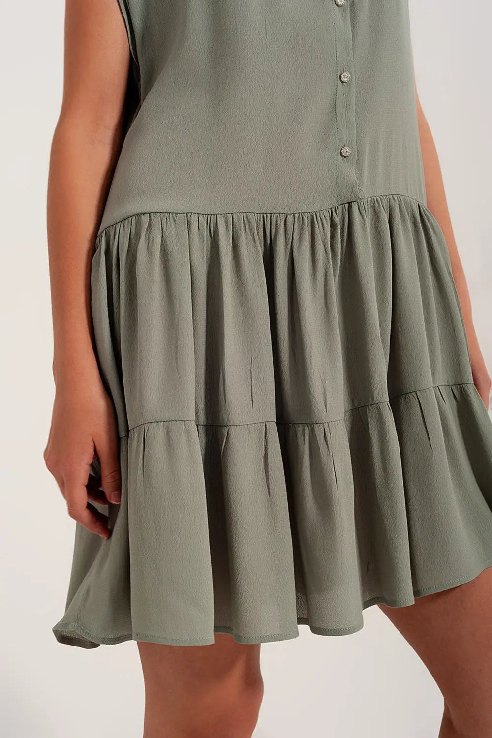 Tiered hem shirt dress in green - Dresses