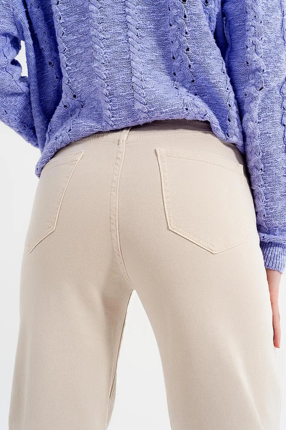 Cropped wide leg jeans in beige - Colored Jeans