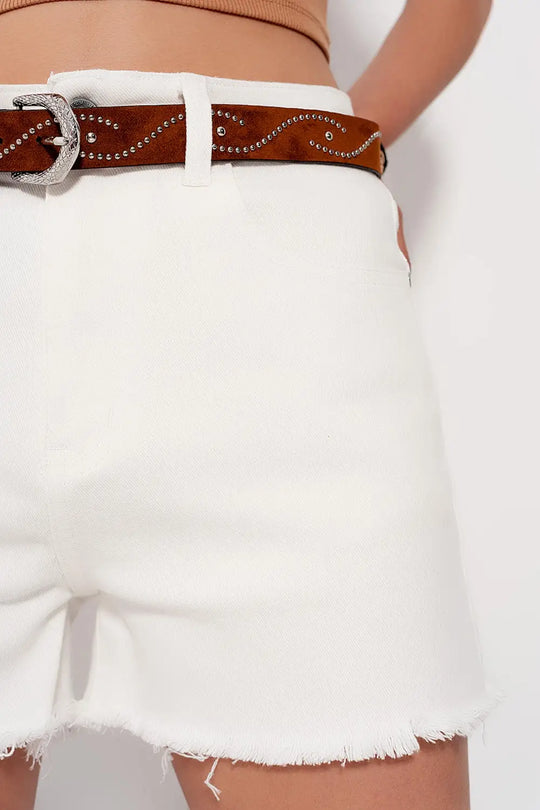 Baggy tomboy short in white denim - Pants Colored Jeans