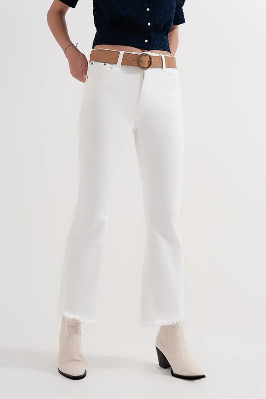 straight Pants in white with wide ankles - Colored Jeans