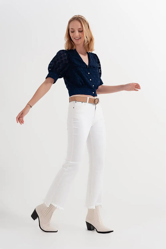 straight Pants in white with wide ankles - Colored Jeans