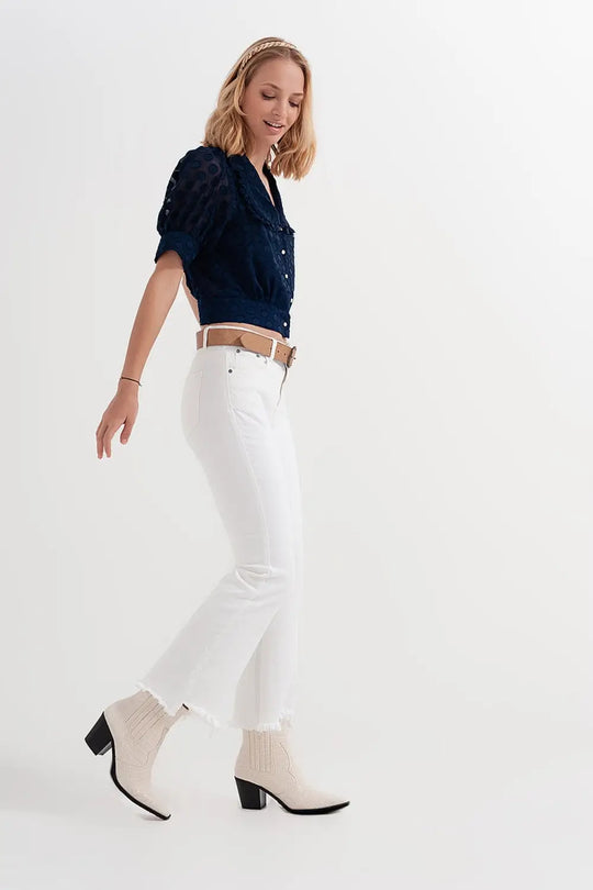 straight Pants in white with wide ankles - Colored Jeans