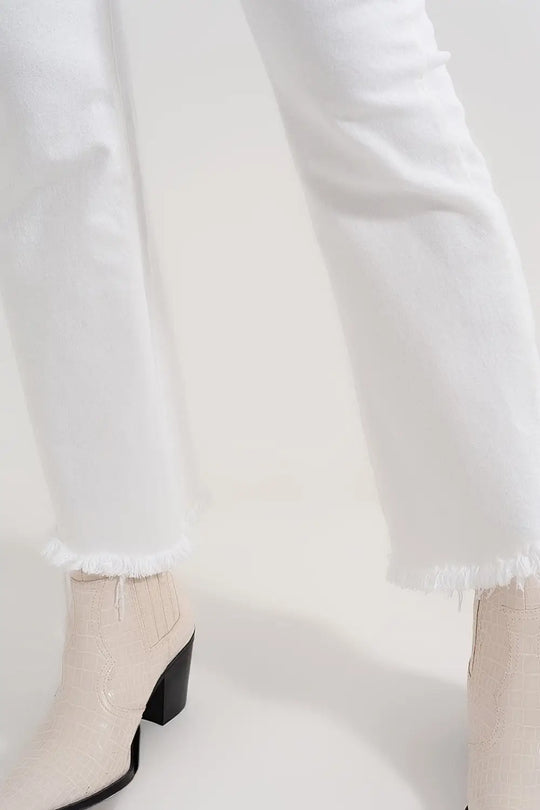 straight Pants in white with wide ankles - Colored Jeans