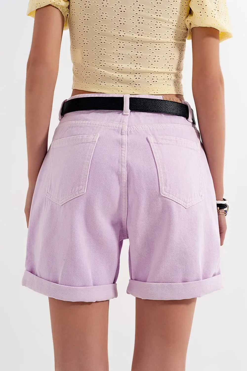 Denim mom shorts in lilac - Pants Colored Jeans