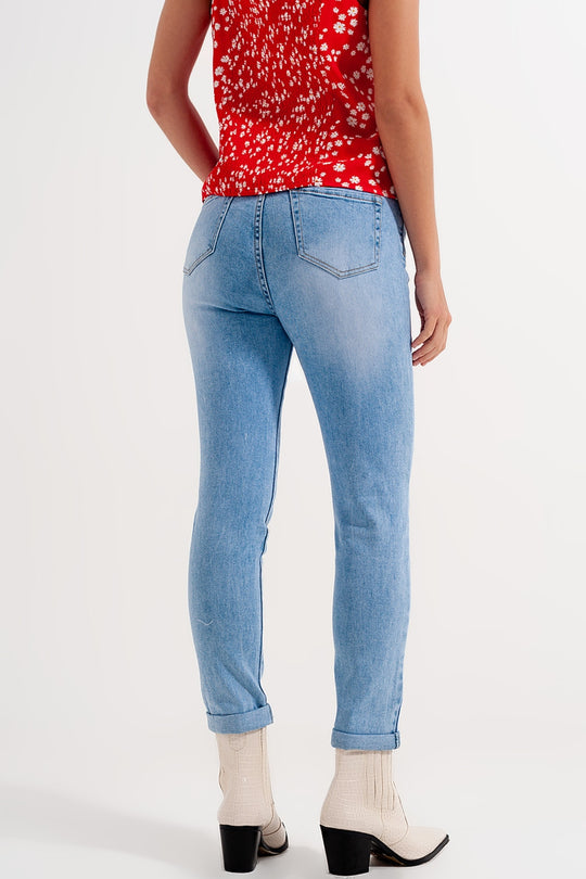 High waist skinny jeans in light blue