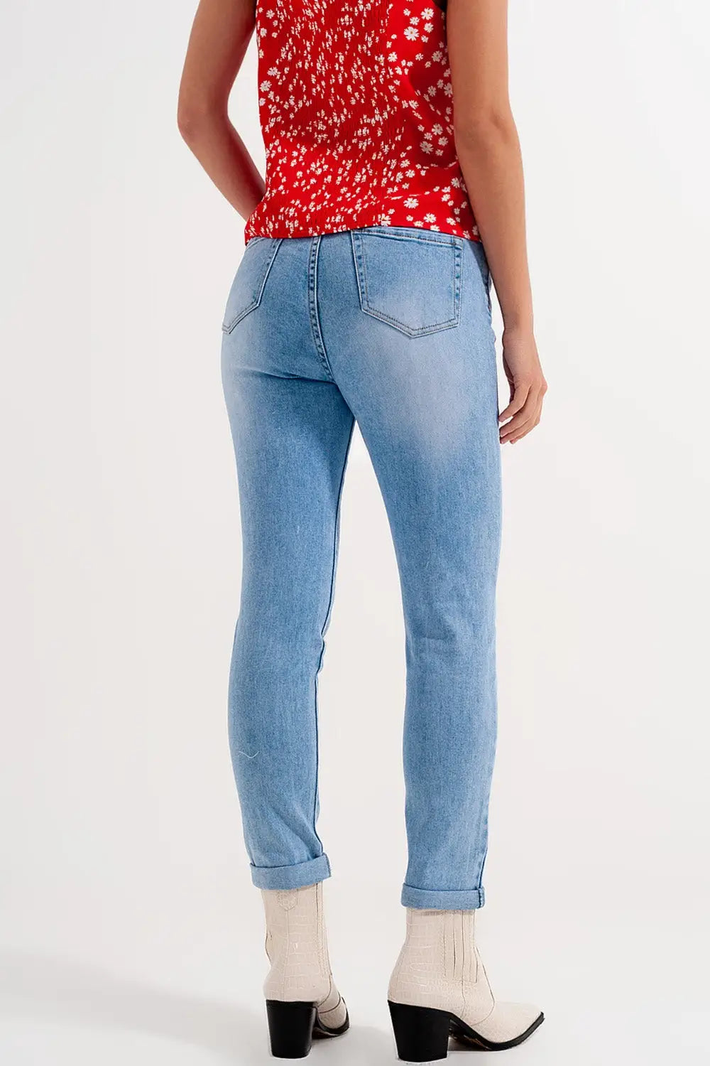 High waist skinny jeans in light blue