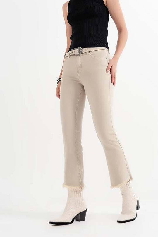 straight jeans in beige with wide ankles - Colored Jeans